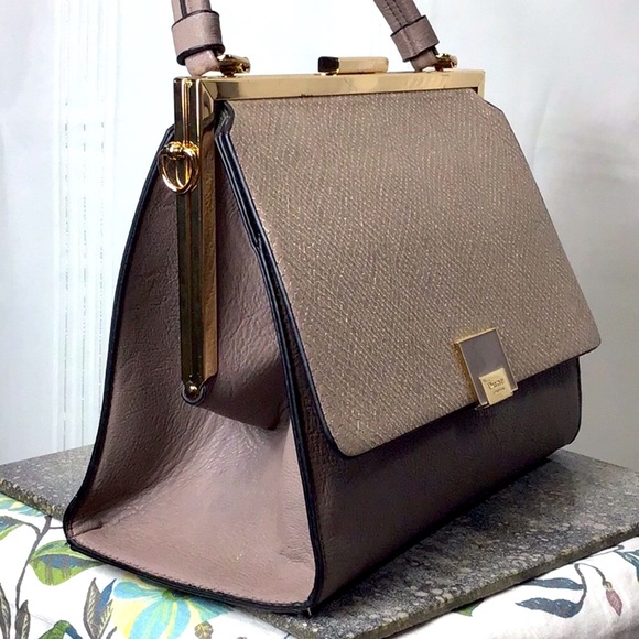 DUNE LONDON Taupe Gold Footed Bottom Hand Tote Bag - Picture 6 of 9